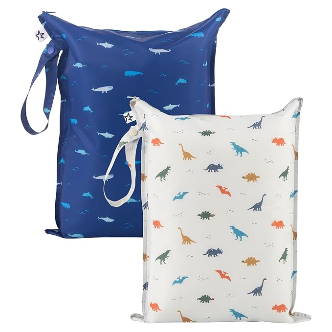 Tiny Twinkle Wet Dry Bag – 2 Pack Reusable Waterproof & Mess Proof Wet Bags by TinyTwinkle