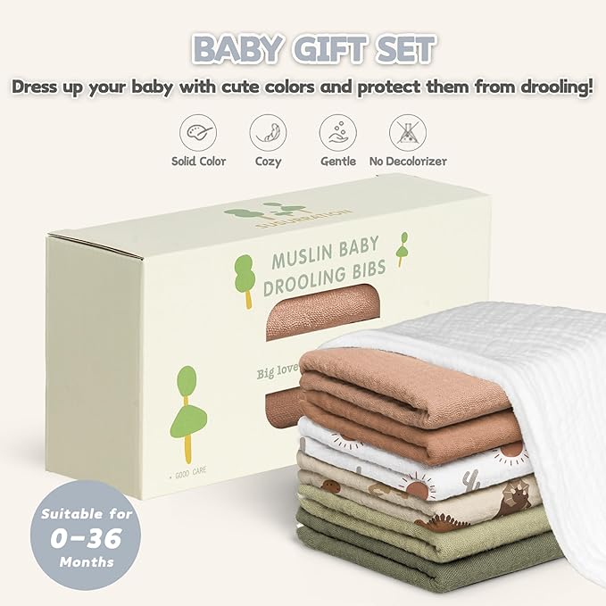 Susurration Muslin Baby Drool Bibs 6Pack Soft Triangular Adjustable Baby - Image 6