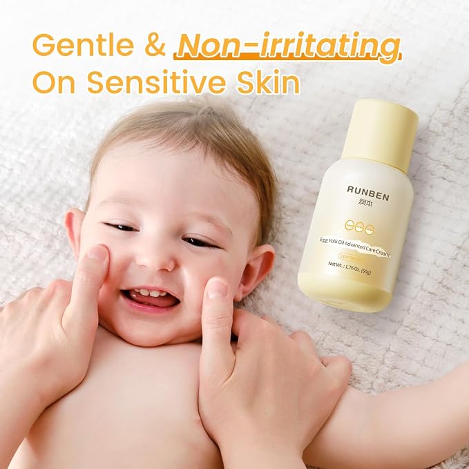 RUNBEN Baby Face Cream with Egg Yolk Oil, 48H Deep Moisturizing, Gentle & - Image 6