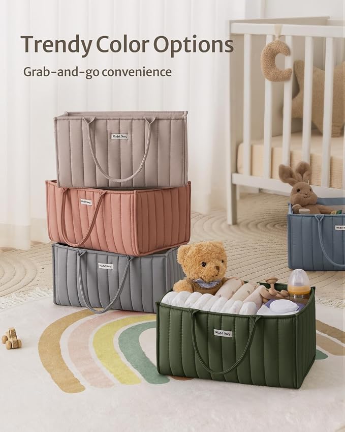 Blissful Diary Baby Diaper Caddy Organizer, Stylish Storage Basket - Image 8
