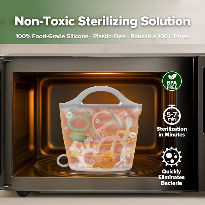 Haakaa Silicone Travel Microwave Steamer & Steriliser Bag, 30oz/900ml Reusable - Image 2