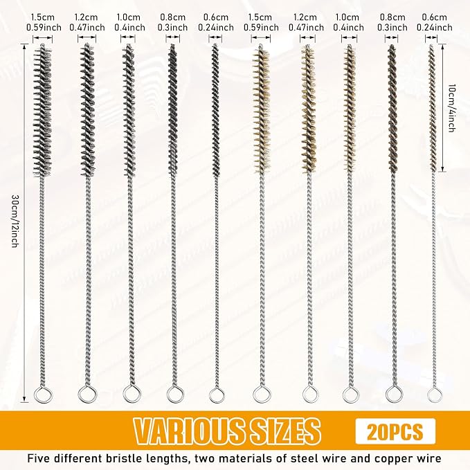 Wire Tube Brushes Bulk for Cleaning Pipe Tube Brass Stainless Steel Round Wire - Image 2