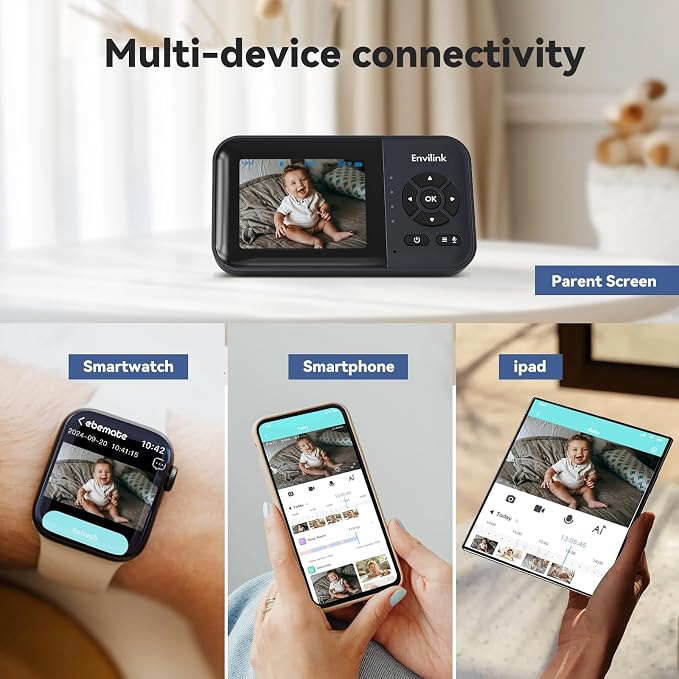 Smart Video Baby Monitor, 2.8inch Display, 1080p Camera, 1500ft Long Range - Image 2
