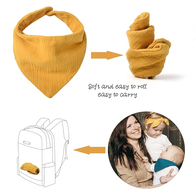 Konssy Muslin Baby Bibs 10 Pack Baby Bandana Drool Bibs 100% Cotton - Image 7