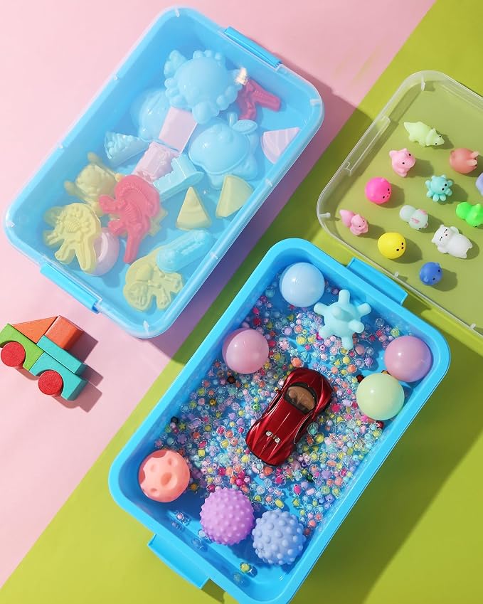 Sensory Bin Sand Tray with Lid for Toddlers 2 Pcs 15in Portable Sandbox Toy - Image 5