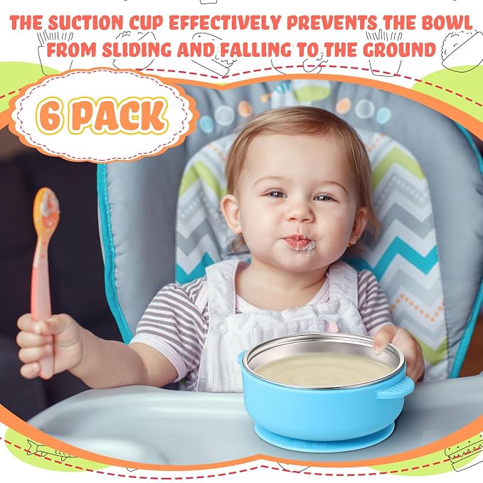 Nuogo 6 Pcs Stainless Steel Baby Bowls - Image 6