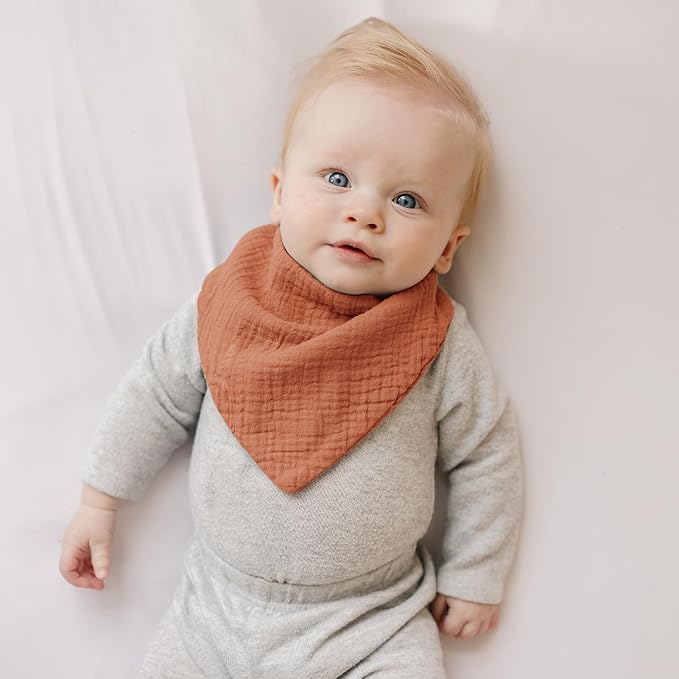 Konssy 8-Pack Muslin Baby Bibs, Absorbent Bandana Drool, 100% Cotton Unisex - Image 5
