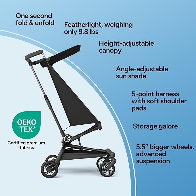 Mompush Jeto Lightweight Travel Stroller – 9.8 lbs Ultra-Compact, One-Hand Fold - Image 5