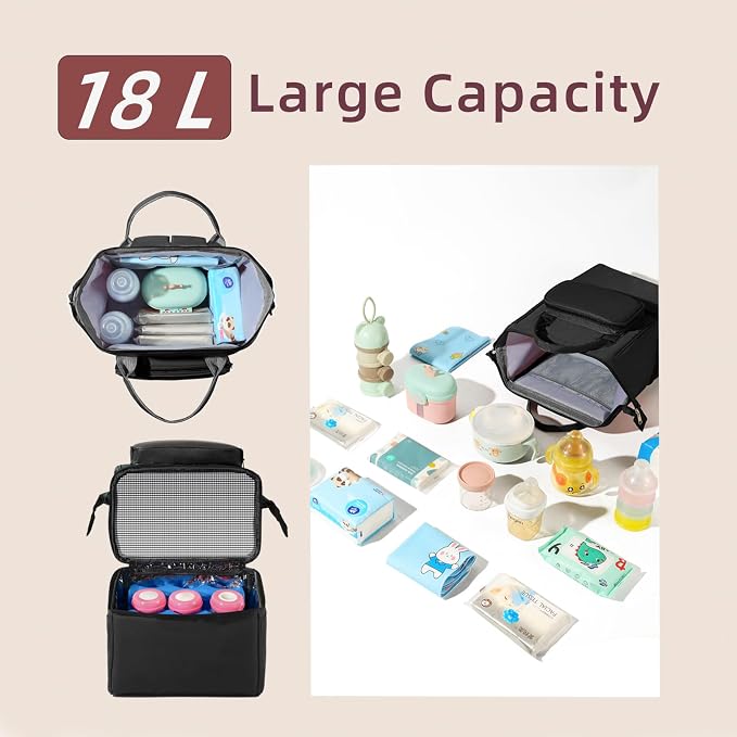 Insulated Bottle Cooler Bag, Holds 6×9oz, 18L Large 2-n-1 Backpack Lunch Bag - Image 3