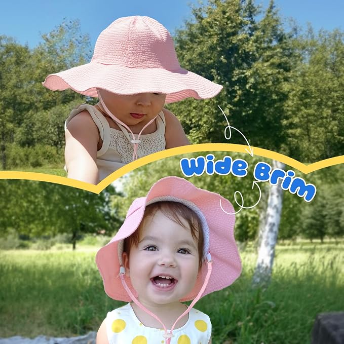 HONGTEYA Baby Sun Hat Toddler Girl Beach Hat Adjustable Outdoor Summer Hat UPF - Image 4