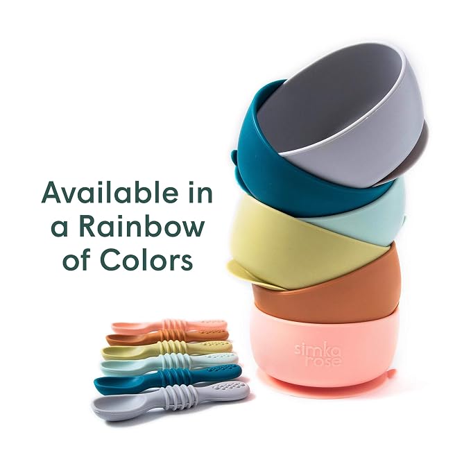 Simka Rose Baby Bowl and Spoon Set, Suction Bowls - Image 8