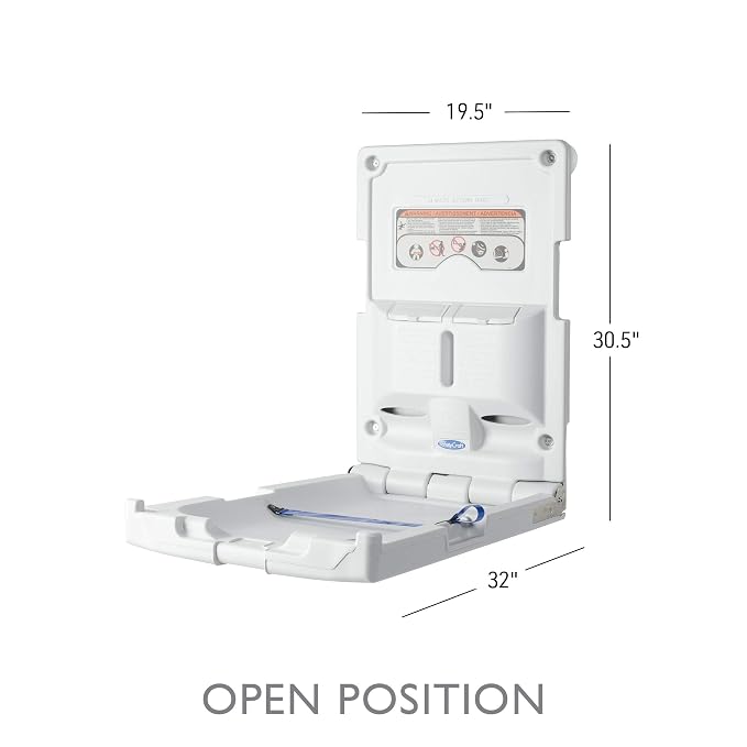 SafetyCraft Vertical Baby Diaper Changing Station, Wall Mounted, Built in Liner - Image 3