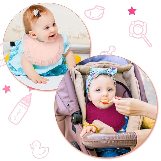 Seematn 10 Pcs Baby Muslin Bibs Drool Bibs Bandana Ruffle Soft Cotton - Image 6