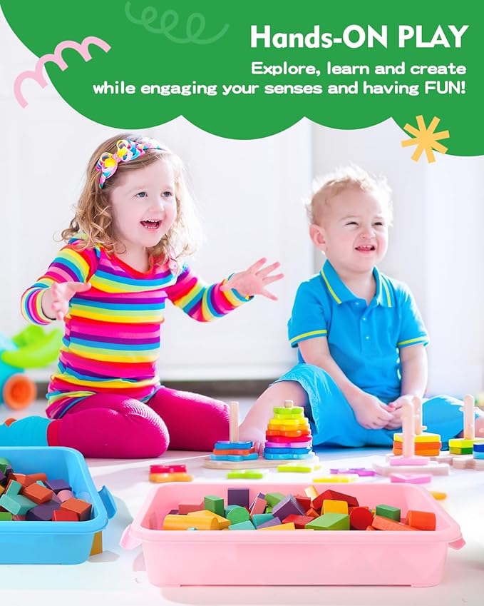 Sensory Bin Sand Tray with Lid for Toddlers 2 Pcs 15in Portable Sandbox Toy - Image 4