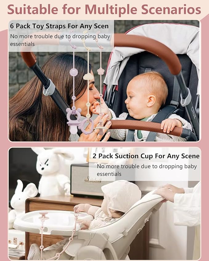 6 Pack Silicone Baby Toy Straps - Image 7