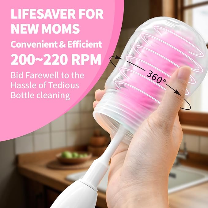 Electric Bottle Brush Cleaner, Portable Electric Baby Bottle Brush Cleaner - Image 3