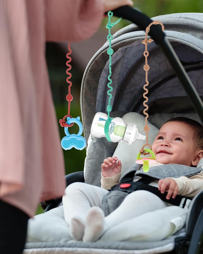 Toy Straps for Baby, Adjustable Toy Holder for Stroller Accessories, Silicone - Image 7