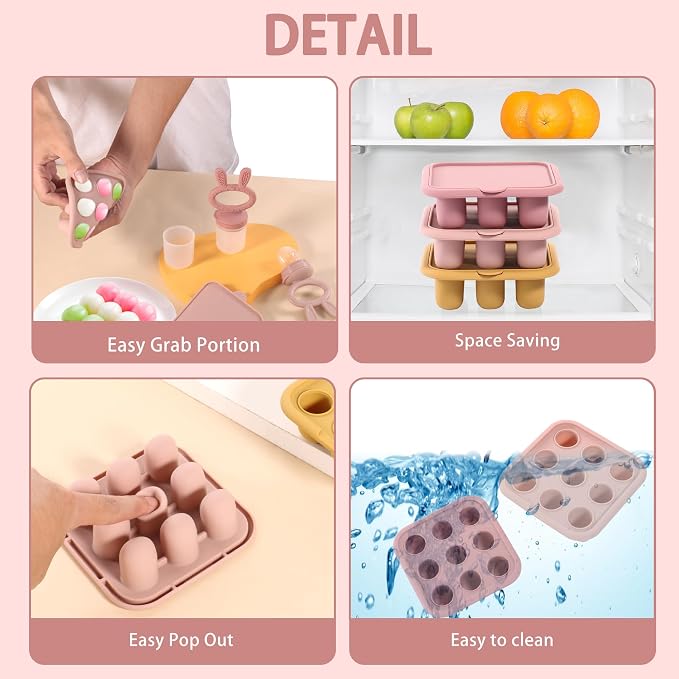 WAJIAYON Baby Food Freezer Tray Silicone Nibble Freezer Tray, Baby Fruit Food - Image 9