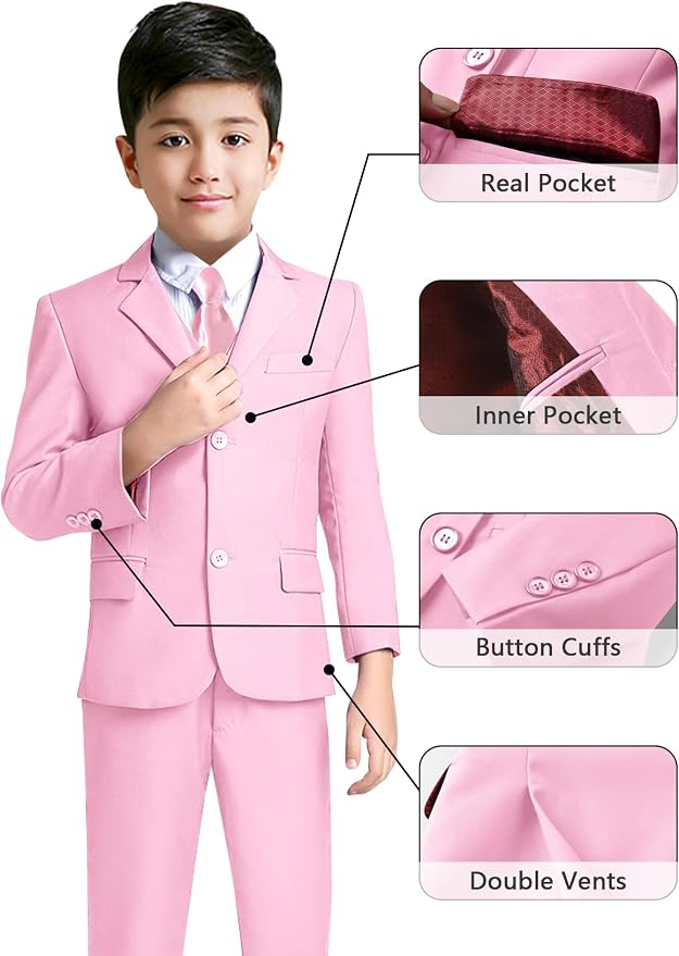 YuanLu Boys Suit for Kids Tuxedo Wedding Ring Bearer Outfit, 5 Piece Boy Slim - Image 3