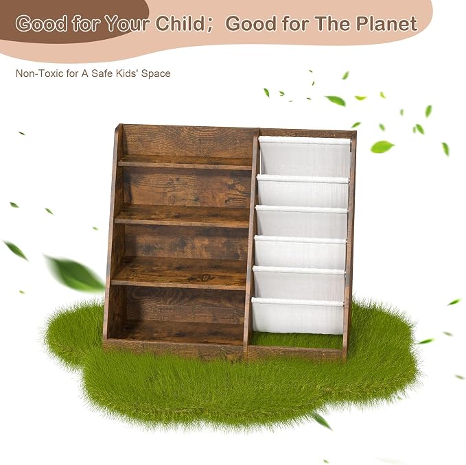 Kids Bookshelf for Bedroom Toddler Children Baby Bookcase 4-Tier for Nursery - Image 9