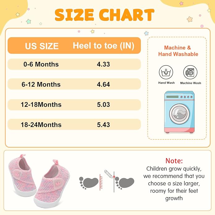 FEETCITY Baby First Walking Shoes Wide Baby Shoes Infant Sneakers Newborn Crib - Image 7