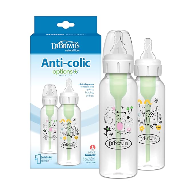 Dr. Brown's Natural Flow Anti-Colic Options+ Narrow Baby Bottle, Squirrel & Goat by DrBrowns