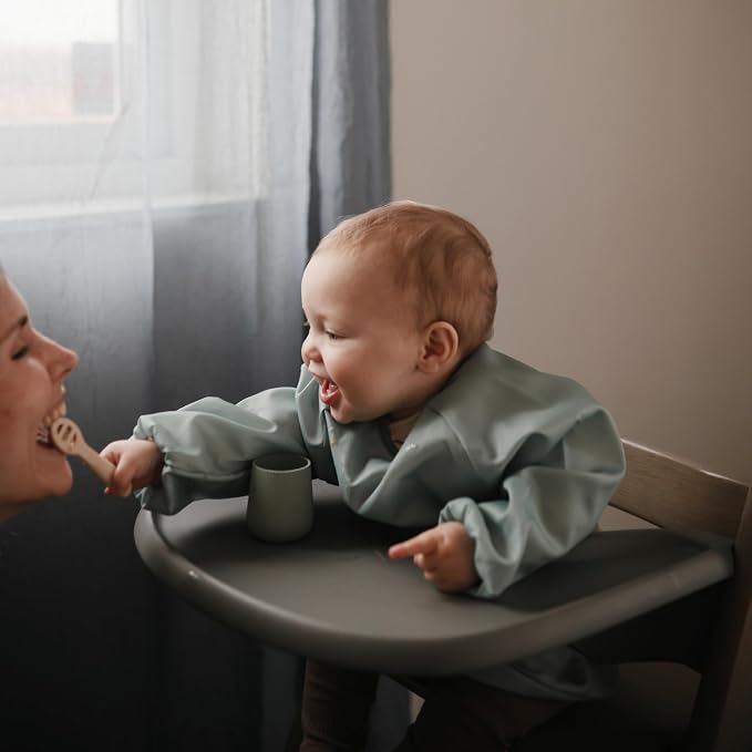 mushie Long Sleeve Baby Bib | Water Resistant Adjustable Fit - Image 6
