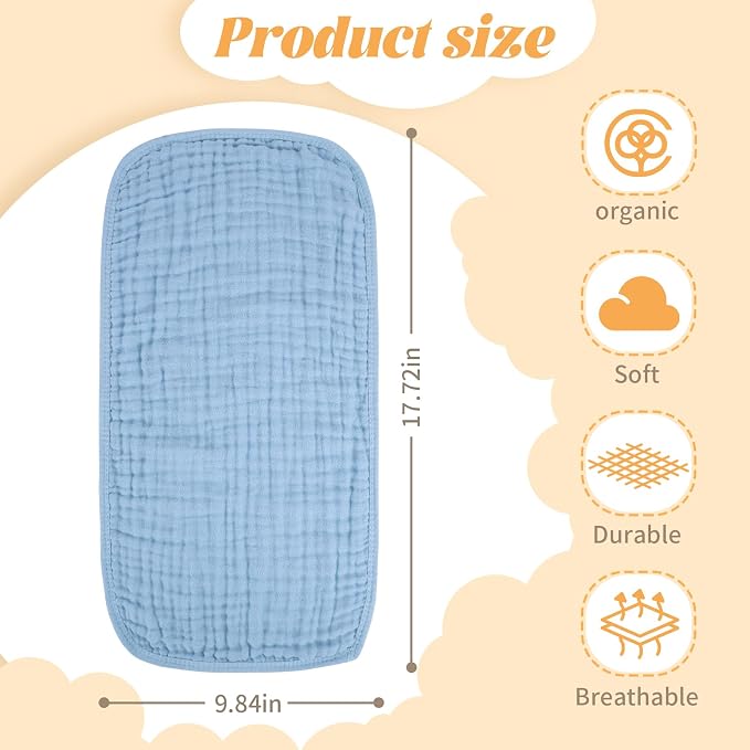Baby Burp Cloth 100% Cotton Newborn Cotton Muslin Burp Cloth 10x20 inches - Image 2