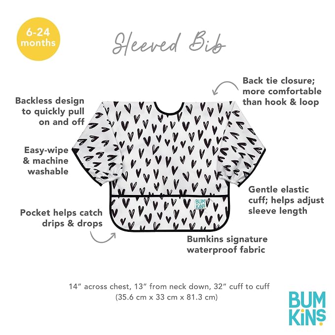 Bumkins Sleeved Bib for Girl or Boy, Baby and Toddler for 6-24 Months, - Image 5