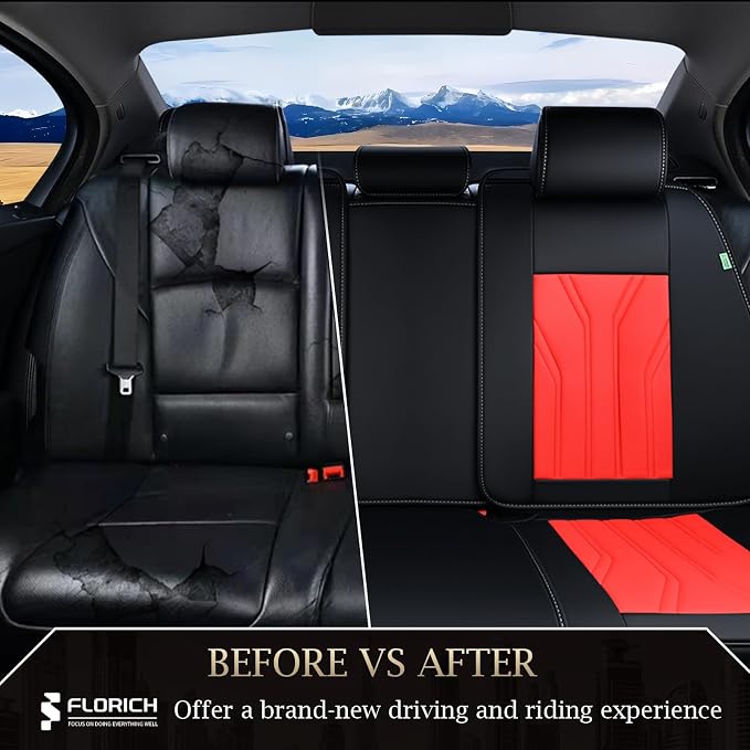 FLORICH Rear Seat Covers Leather Car Seat Covers Waterproof Back Seat Cover - Image 6
