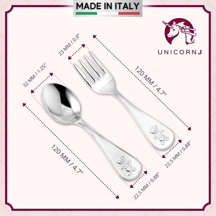 Sterling Silver Baby Spoon Fork Set Teddy Bear Design Personalized Engravable | - Image 2