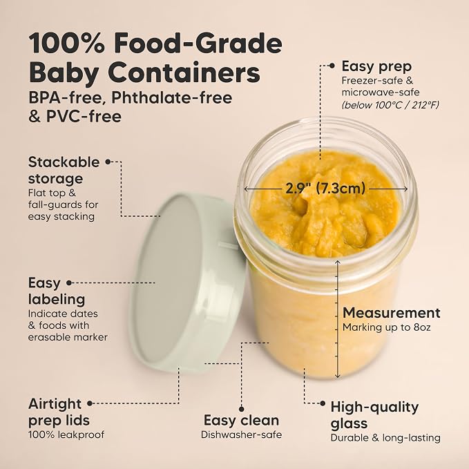 KeaBabies 4pk 8oz Glass Baby Food Containers - Image 2