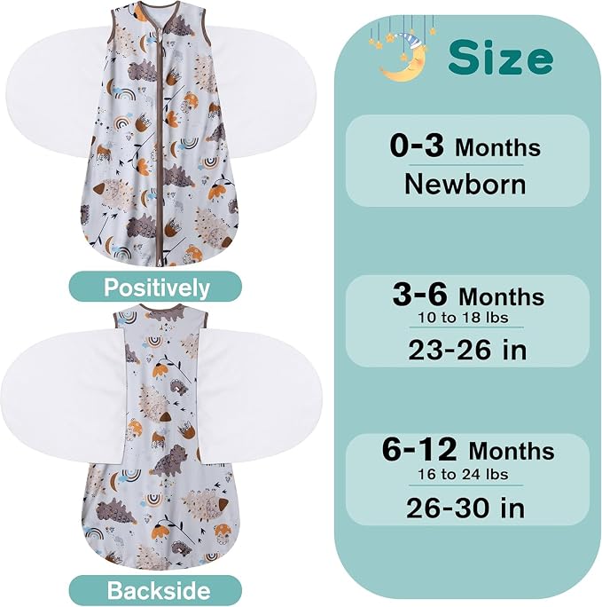 Newborn Sleep Sack Baby Swaddle, 3-Way Adjustable Wearable Blanket, 100% Rayon - Image 4