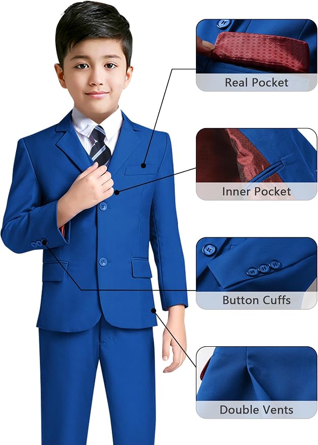 YuanLu Boys Suit for Kids Tuxedo Wedding Ring Bearer Outfit, 5 Piece Boy Slim - Image 3