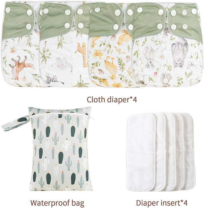 HappyFlute 9 Sets Newborn Baby Cloth Pocket Diapers Adjustable Reusable - Image 2