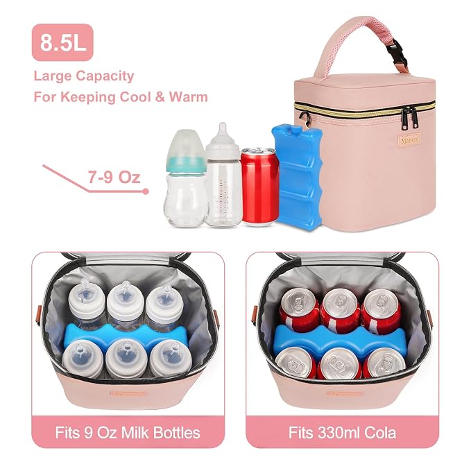 Mancro Breastmilk Cooler Bag Fits 6 Bottles Up to 9 Ounce, Insulated Baby - Image 3