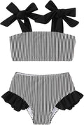 YOUNGER TREE Toddler Girls Two Pieces Swimsuit Color Block Stripe Swimwear by YOUNGERTREE