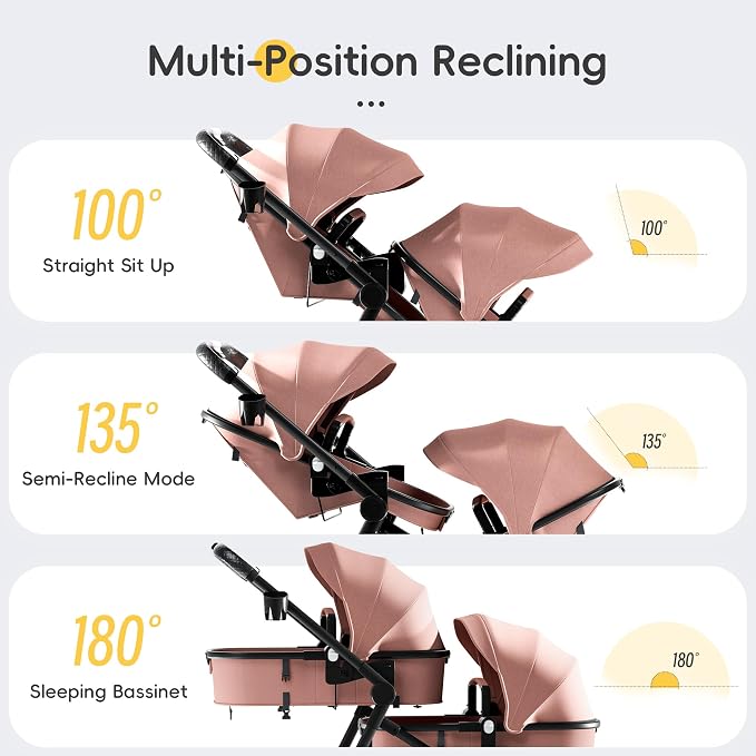 MU Double Stroller, Foldable Twin Tandem Stroller - Image 3