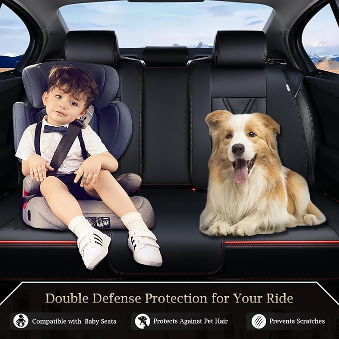 FLORICH Rear Seat Covers Leather Car Seat Covers Waterproof Back Seat Cover - Image 3
