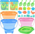4 Packs Foldable Beach Buckets Set, Collapsible Bucket by RACPNEL