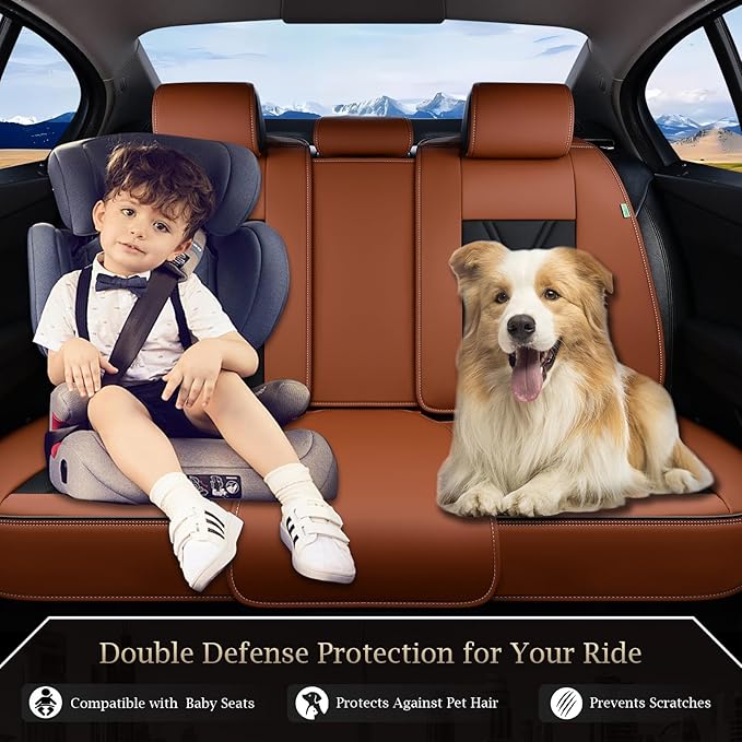 FLORICH Rear Seat Covers Leather Car Seat Covers Waterproof Back Seat Cover - Image 3