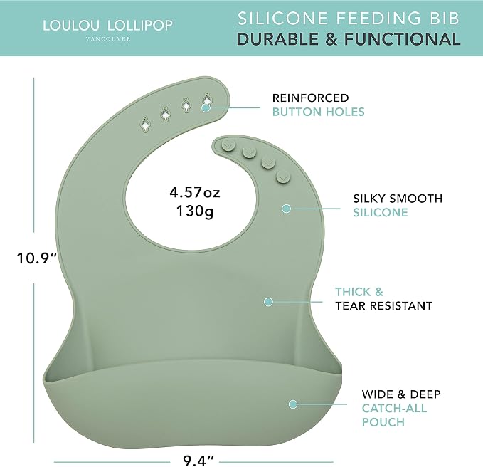 Loulou Lollipop Soft, Waterproof Silicone Feeding Bib - Image 2