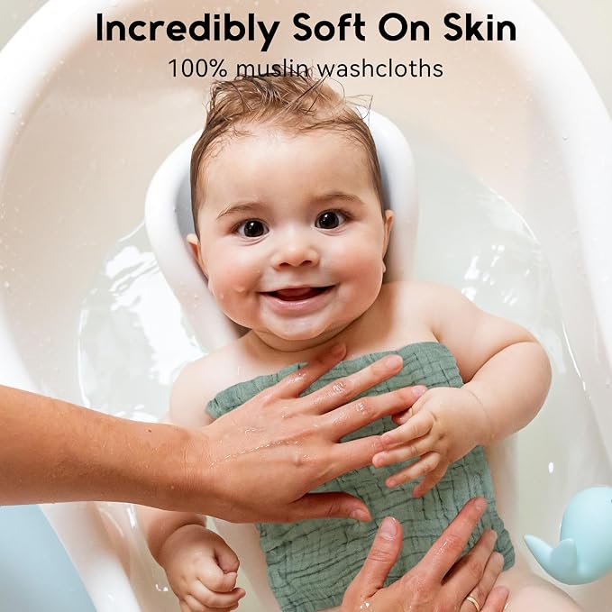 Muslin Baby Washcloths 6 Pack, 100% Cotton Wash Cloths - Image 2