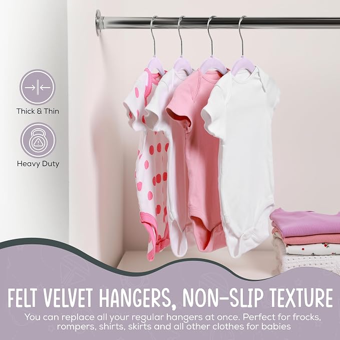 50 Premium Velvet Baby Hangers 11.8" Inch Non-Slip Infant, Ultra Slim - Image 4