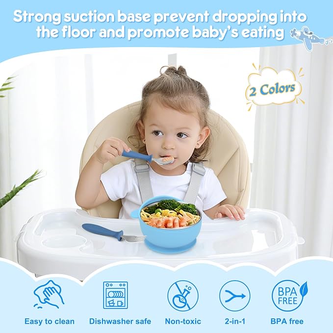 2 Pack Stainless Steel Baby Bowls - Image 3