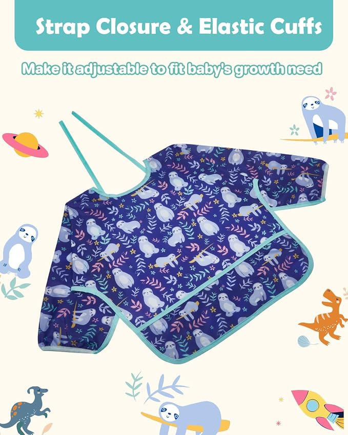 Lictin 3 Packs Baby Bibs for Boy or Girl, Cute Long Sleeve Bib, Waterproof Bibs - Image 5