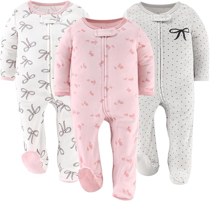 The Peanutshell Baby Sleepers for Girls Set of 3 by ThePeanutshell