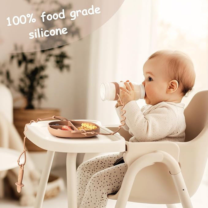 Baby Plates with Suction Silicone Baby Spoons Divided Baby Plates Silicone Baby - Image 2