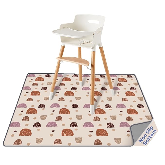 Blissful Diary Baby Splat Mat for Under High Chair, 50.4 x 50.4 Inch Wipeable by ForEveryBabysBetterLife