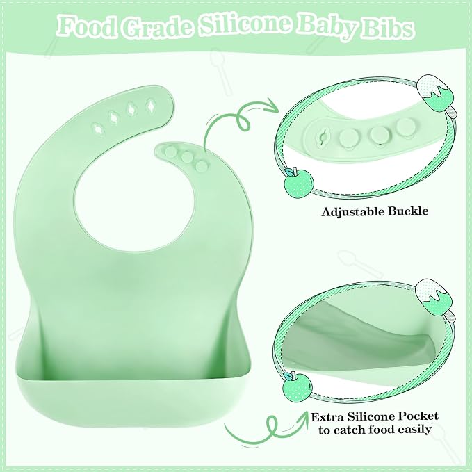 BXLL 10 Pcs Green Silicone Baby Feeding Set - Image 6